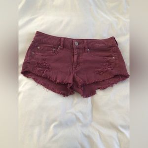 American Eagle Shorts Burgundy Stretch